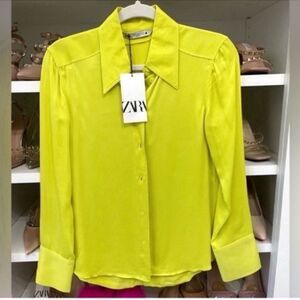 NWT ZARA SATIN EFFECT SHIRT Size XS